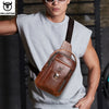 BULLCAPTAIN Men's Genuine Leather Chest Bag