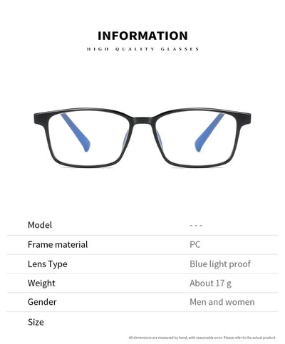 Blue Light Blocking Reading Glasses Men Women Ultralight TR90